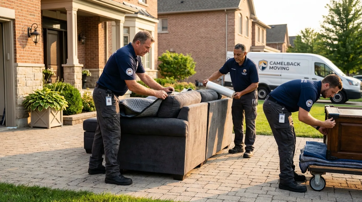 Large estate moving crew wrapping furniture in Fort Washington, PA