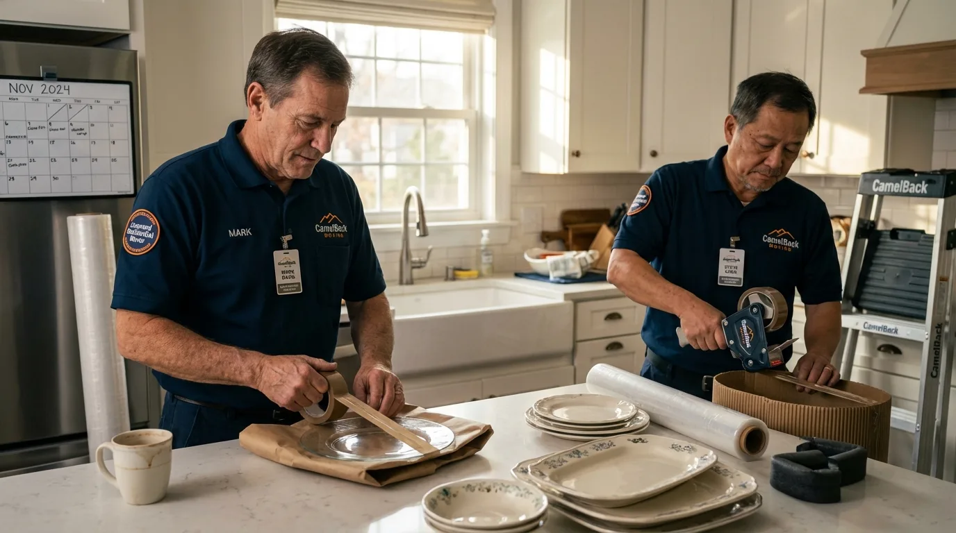 Professional crew packing kitchen dishware in Fort Washington, PA